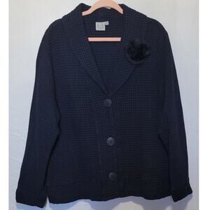 Focus Casual Life Waffle Knit Button Front Cardigan with Pockets